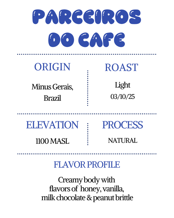 Parceiros do Cafe — light roast single origin from Minas Gerais, Brazil